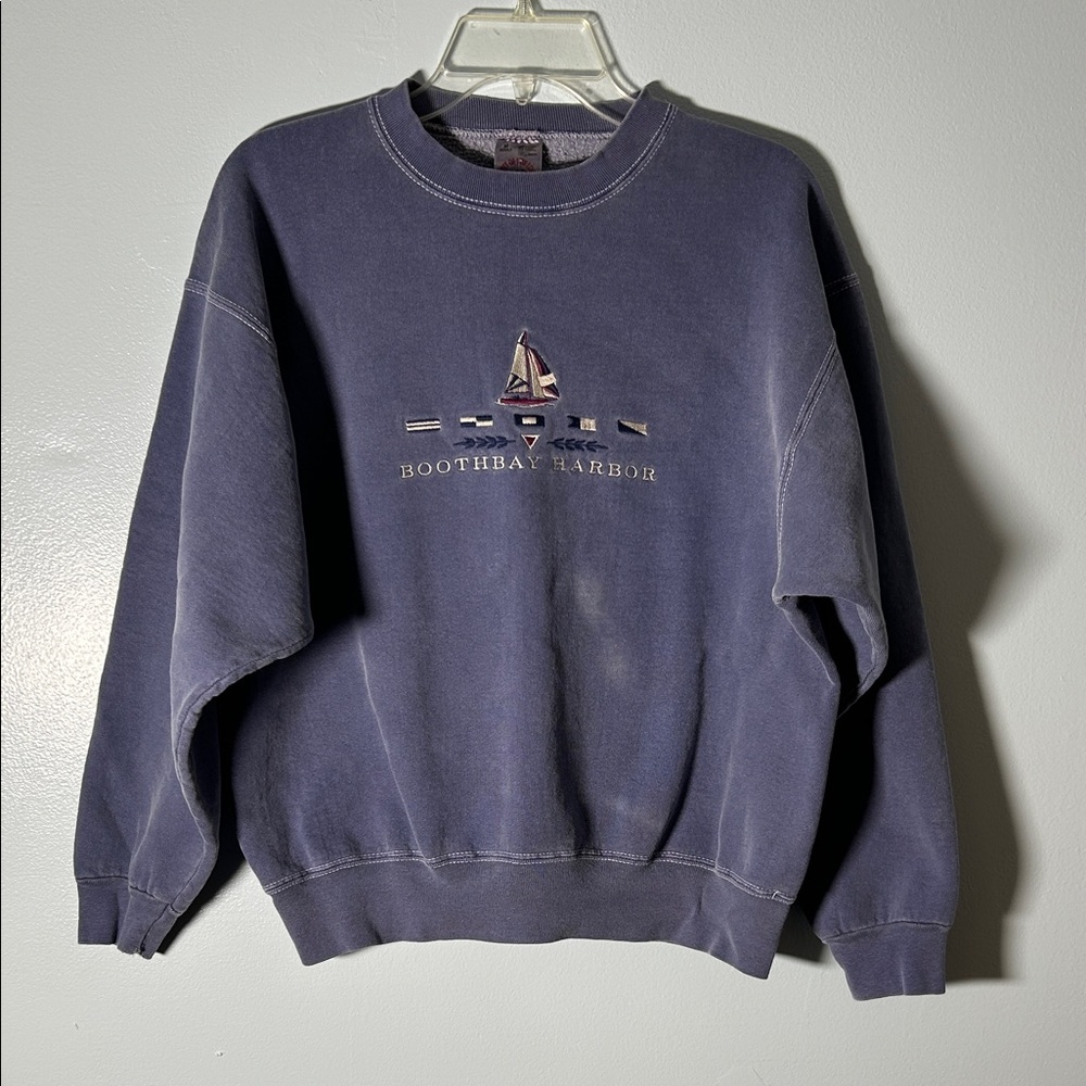 Vintage Crewneck Sweatshirt with Sailboat Embroidery